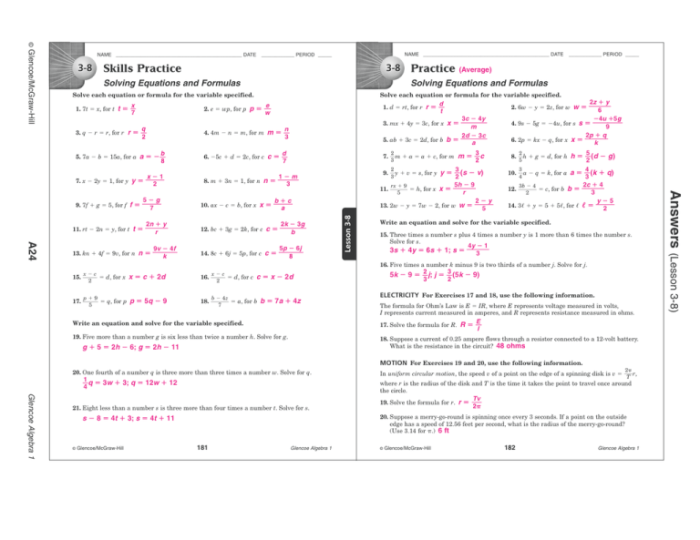 Glencoe algebra 1 chapter 4 answer key