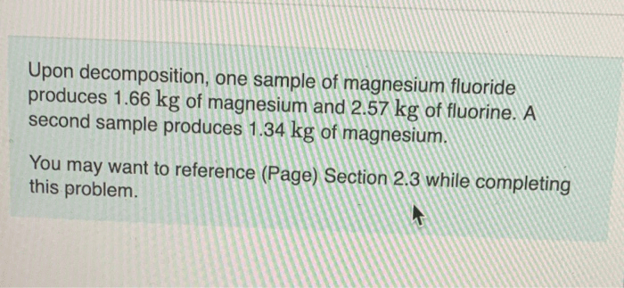 Fluorine magnesium decomposition solved grams