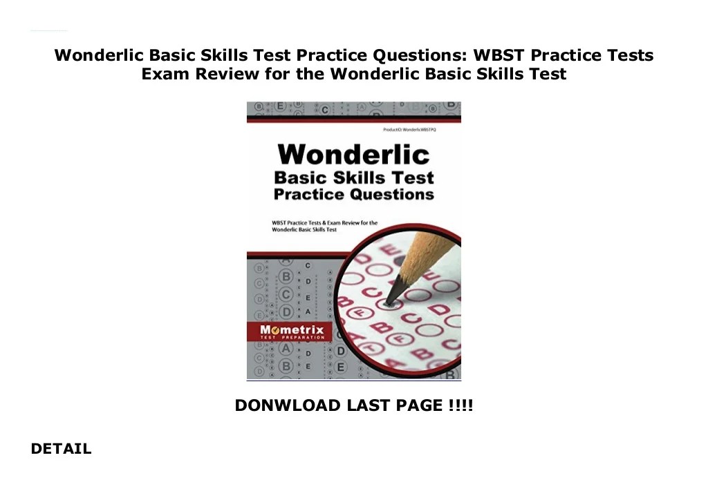 Wonderlic basic skills test pdf