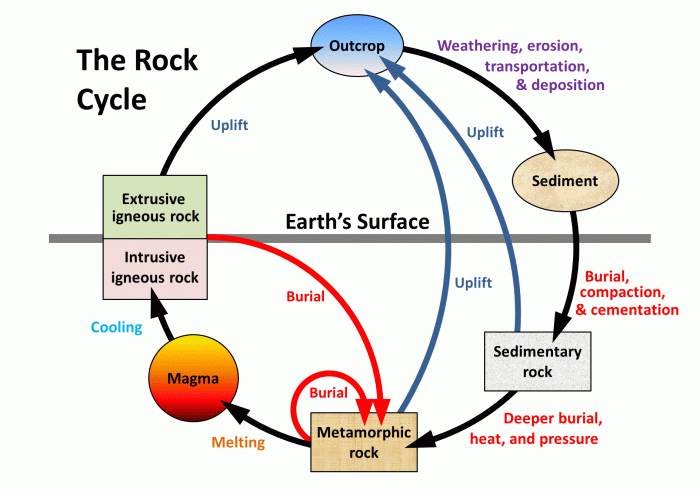 The rock cycle in the earth's crust worksheet