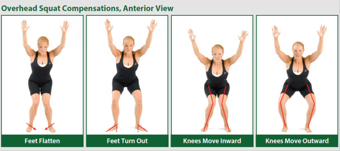 Squat assessment overhead side rear front